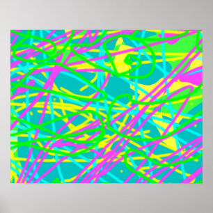 Poster Coloriez mes rêves motif gribouillage expressif ar