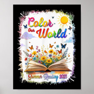 Poster Coloriez Notre Monde Livre De Lecture D'été Fleurs
