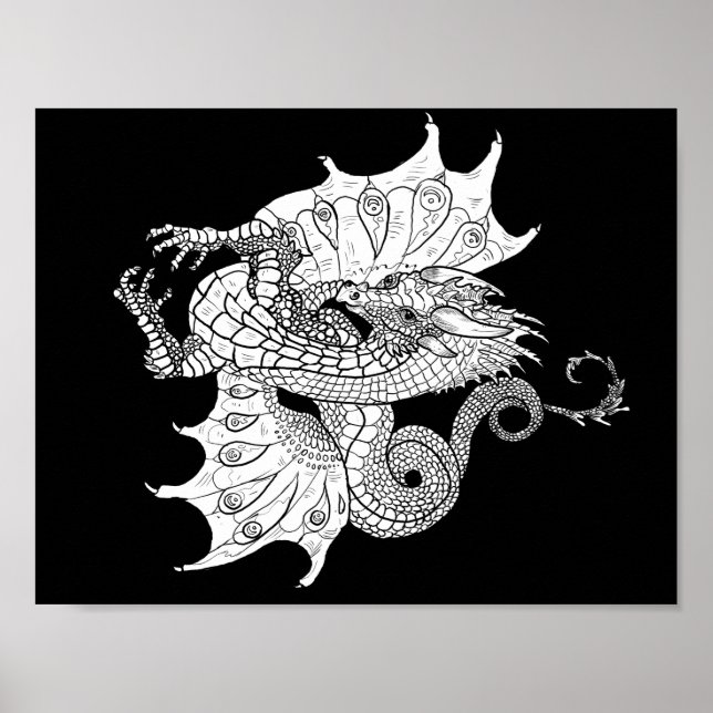 Poster Coloriez votre propre ligne Art Dragon (Devant)