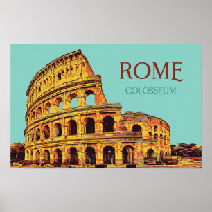 Poster Colossal de Rome illustration Italie Carte postale
