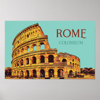 Poster Colossal de Rome illustration Italie Carte postale