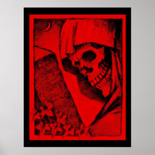 Poster colossal rouge crâne