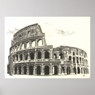 Poster Colosseum - copie croisée de beaux-arts de hachure
