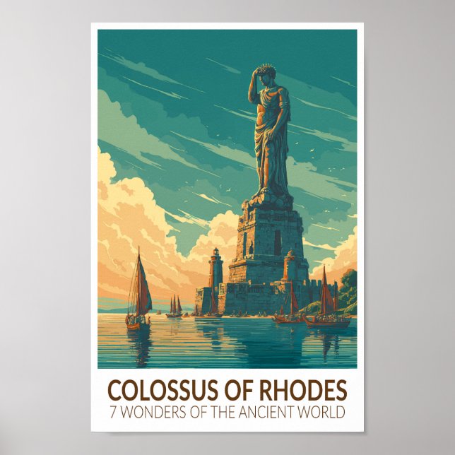 Poster Colossus of Rhodes Seven Wonders of the World Art (Devant)