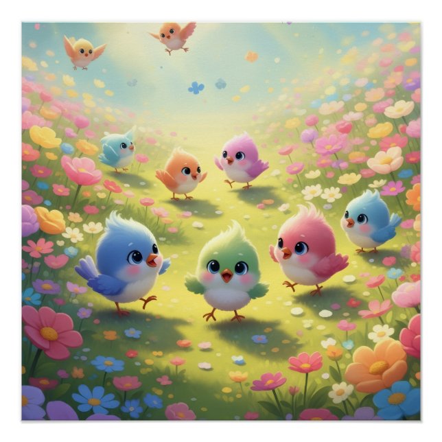 Poster Colourful Chicks (Devant)