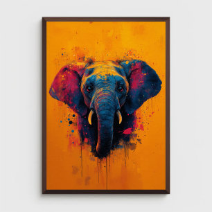 Poster Colourful Elephant Abstract Animal Wildlife