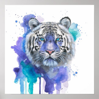 Poster Colourful Tiger Watercolor Artwork