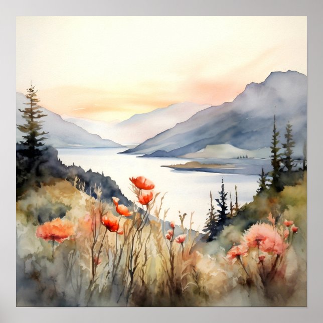Poster Columbia Gorge Peinture Art Imprimer (Devant)