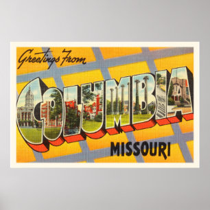 Poster Columbia Missouri MO Vieux souvenir Vintage voyage