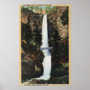 Poster Columbia River, OR - Chutes Multnomah et Benson