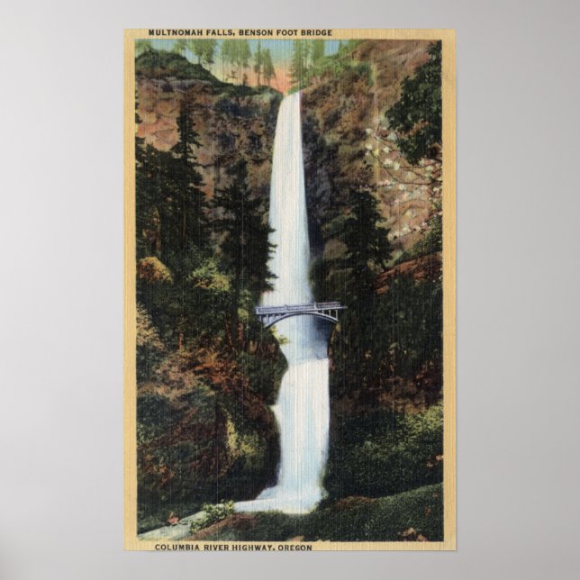 Poster Columbia River, OR - Chutes Multnomah et Benson (Devant)