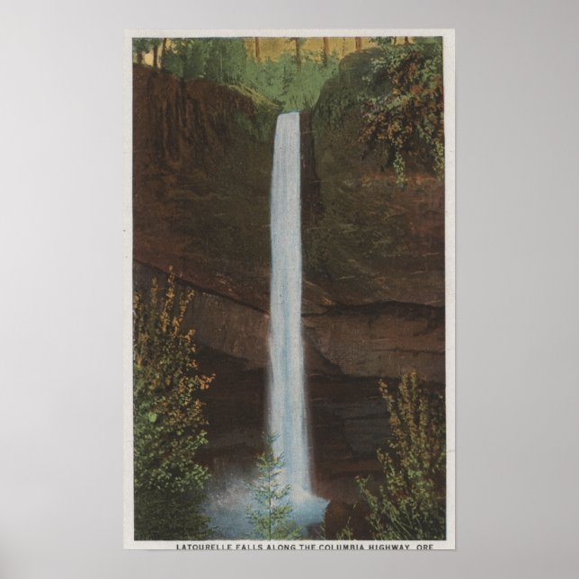 Poster Columbia River, OR - Vue des chutes Latourelle #3 (Devant)