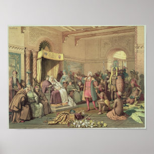 Poster Columbus à la Cour Royale d'Espagne à Barcelone