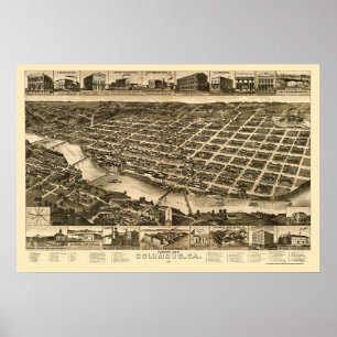 Poster Columbus, GA Carte panoramique - 1886