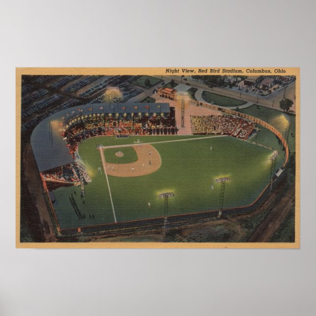 Poster Columbus, OH - Aérien de Red Bird Baseball (Devant)