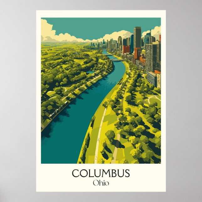 Poster Columbus Ohio Capital City Skyline Moderne Urbaine (Devant)