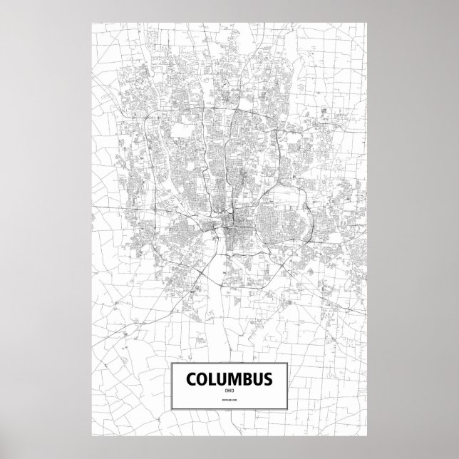 Poster Columbus, Ohio (noir sur blanc) (Devant)