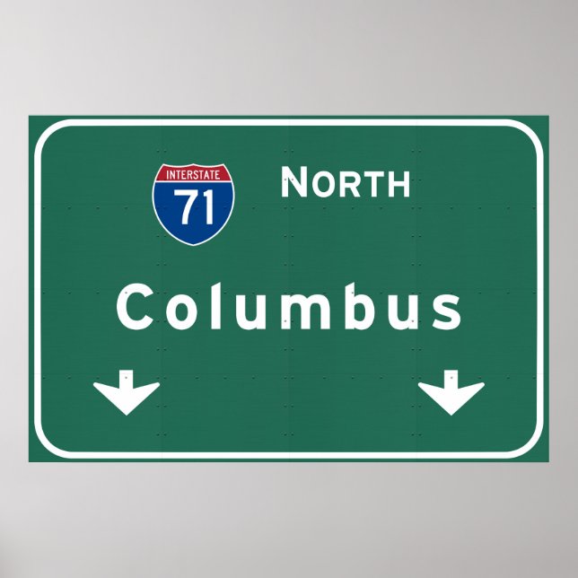 Poster Columbus Ohio oh Interstate Highway Freeway Road : (Devant)