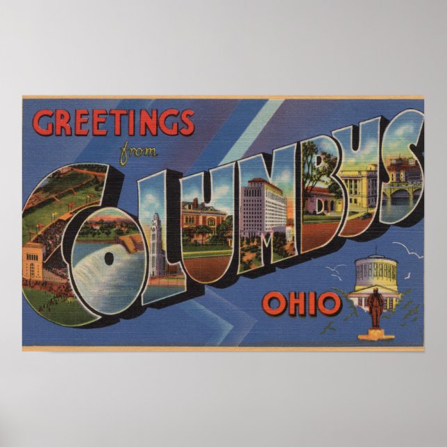 Poster Columbus, Ohio - Scènes de grandes lettres 3 (Devant)