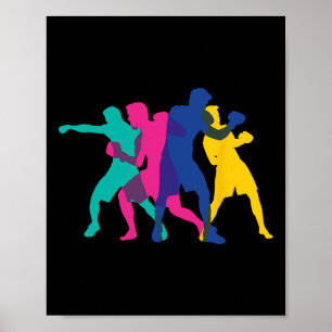 Poster Combat de boxe Mma Kickboxing Combattant Boxeur Kn
