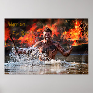 POSTER COMBAT DE GUERRIÈRE DANS L'EAU