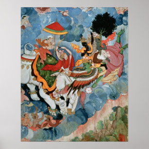 Poster Combat de Krishna avec Indra, vers 1590