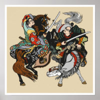 Combat de samouraïs japonais. Art graphique