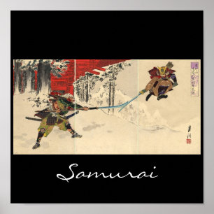 Poster Combat de Samurai dans la neige vers 1890