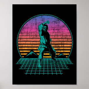Poster Combattant de Karaté - Arts Martiaux Karatéka Rétr