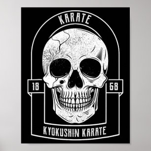 Poster Combattant de karaté squelette Japon arts martiaux
