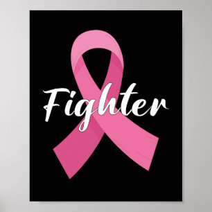 Poster Combattante du cancer du sein Ruban rose de sensib