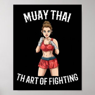 Poster Combattante féminine de Muay Thai - Boxe thaïlanda