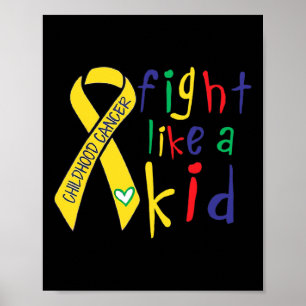 Poster Combattre comme Kid Gold Ribbon Enfance Cancer Awa