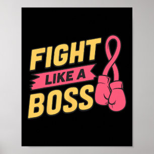 Poster Combattre Comme Un Boss Pink Ribbon Boxe Cancer Du