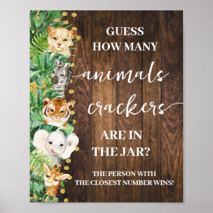 Poster Combien d'animaux crackers Baby shower Safari jeu