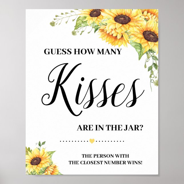 Poster Combien de baisers jeu signe nuptiale douche boho  (Devant)