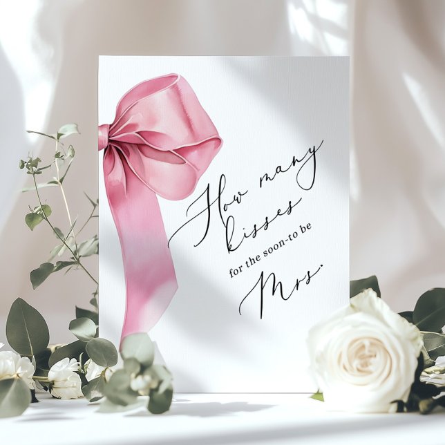 Poster Combien de baisers Mariage Pink Bow Script (Créateur téléchargé)