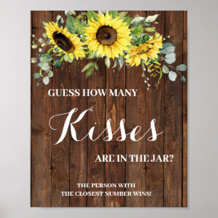 Poster Combien de baisers Panneau de jeu de Baby Shower F