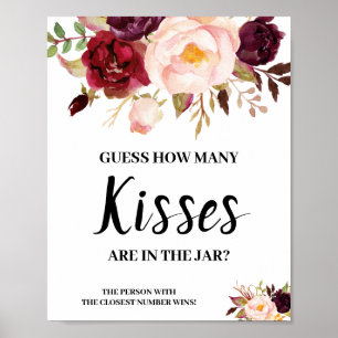 Poster Combien de baisers Panneau de jeu de Baby Shower M