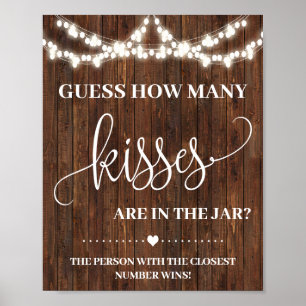 Poster Combien de bisous Jeu Panneau Pays Fête de mariage