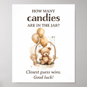 Poster Combien de bonbons Baby shower d'ours en peluche
