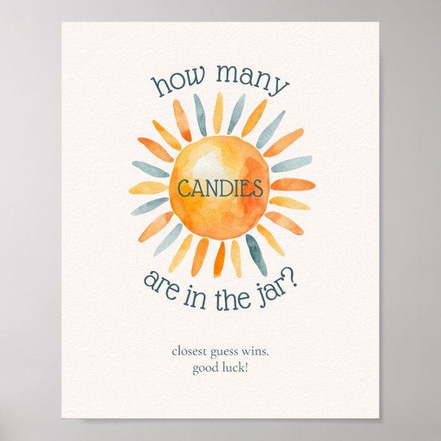 Poster Combien de bonbons ici vient le Baby shower du Fil (Devant)