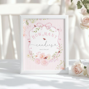 Poster Combien de bonbons Love Bug Wildflower Baby Shower