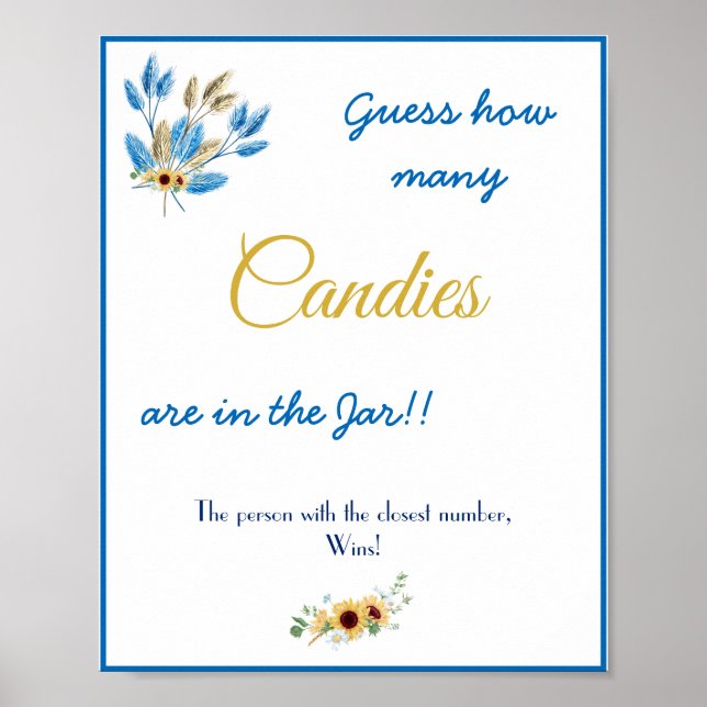 Poster Combien de bonbons? Panneau de jeu pour la fête de (Devant)