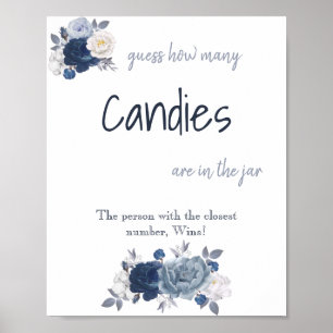 Poster Combien de bonbons Signe de jeu de Baby Shower