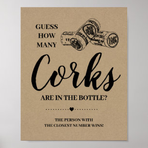 Poster Combien de bouchons douche nuptiale signe de jeu r