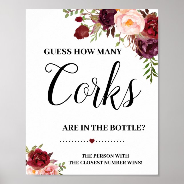 Poster Combien de bouchons jeu de shower de mariage panca (Devant)