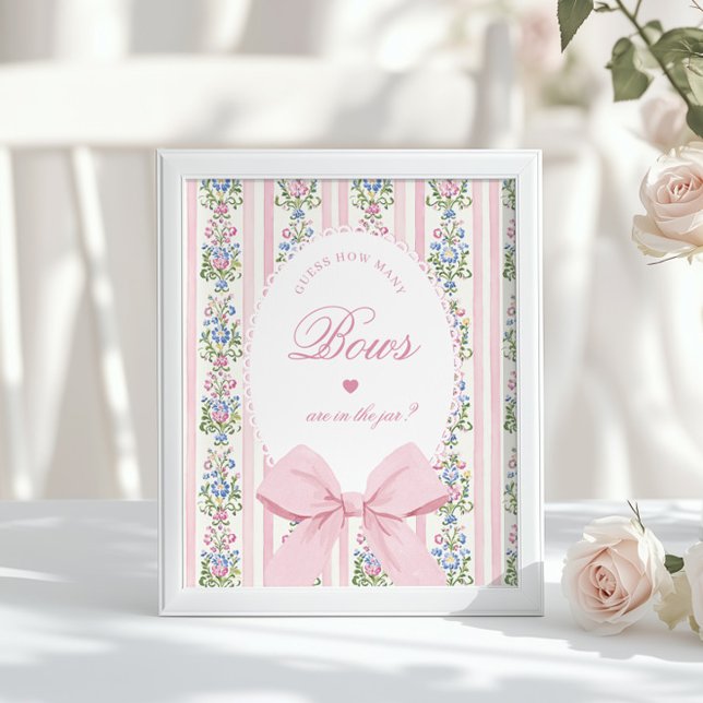 Poster Combien de Bows Devinant Jeu Coquette Bow Rose (Créateur téléchargé)