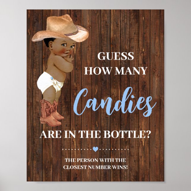 Poster Combien de Candies AA Cowboy Baby shower Jeu (Devant)