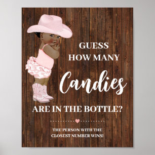 Poster Combien de Candies AA Cowgirl Baby shower Jeu